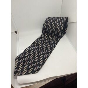 XMI Mens Silk Tie Geometric Black Purple Silver‎ Handmade USA Wide Necktie 59x4